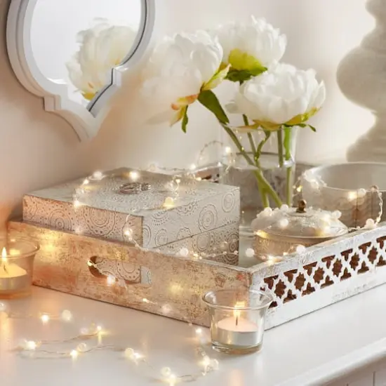40ct. Warm White Silver Pearl LED String Lights by Ashland&reg; {6}