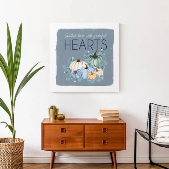 Gather Hearts Blue Mood Pumpkins Canvas Wall Art {5}
