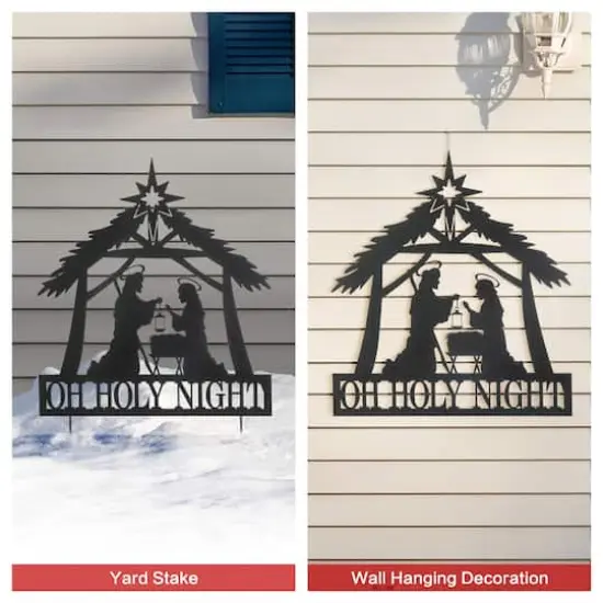 Glitzhome&reg; 2.5ft. Metal Nativity Silhouette Yard Stake {3}