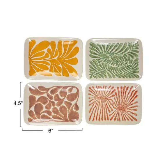 Hello Honey® 6.25" Multicolor Abstract Design Stoneware Plate Set {7}