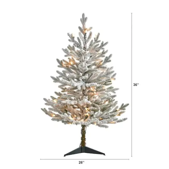 3ft. Pre-Lit Flocked Fraser Fir Artificial Christmas Tree with Warm White LED Lights {3}