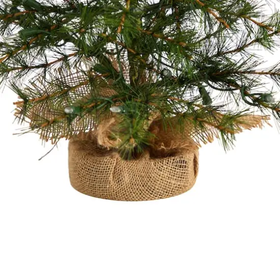 3ft. Pre-Lit Artificial Christmas Tree in Burlap Base, Clear LED Lights {7}