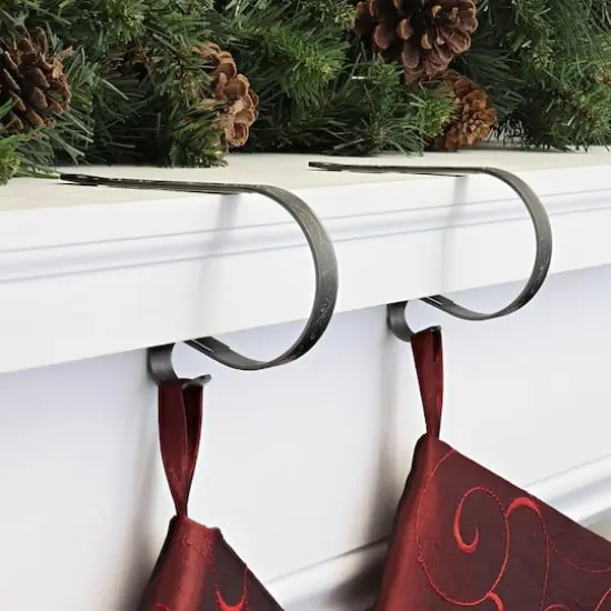 Original MantleClip&reg; Holly Embossed Pewter Stocking Holders, 2ct. {3}