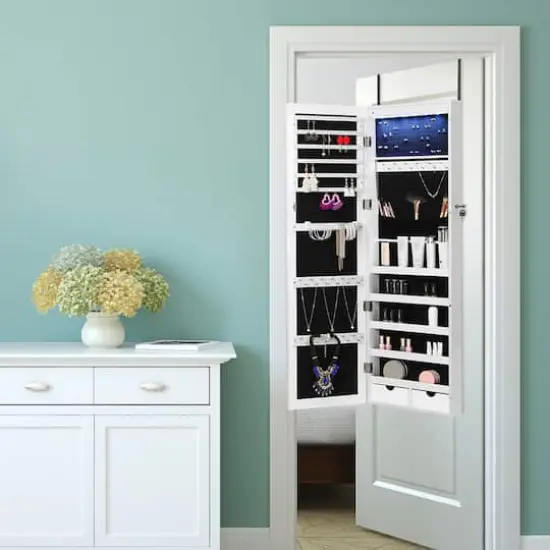 Classic White Full Door Jewelry Armoire {11}