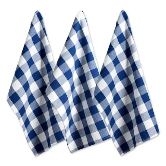 DII&reg; Navy Buffalo Check Dishtowels, 3ct. {1}