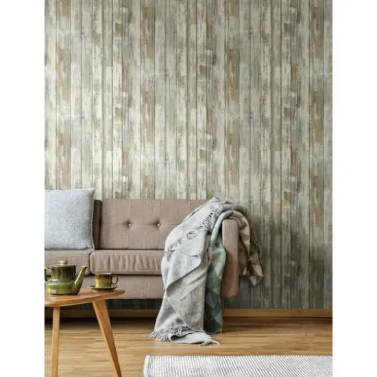 RoomMates Distressed Wood Tan Peel & Stick Wallpaper {6}