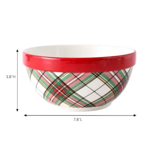 8" Green & Red Plaid Ceramic Bowl by Ashland&reg; {5}