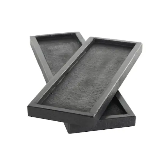 Black Textured Marble Tray Set {4}
