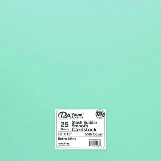 PA Paper&trade; Accents Stash Builder 12" x 12" 65lb. Smooth Cardstock, 25 Sheets Retro Mint {1}