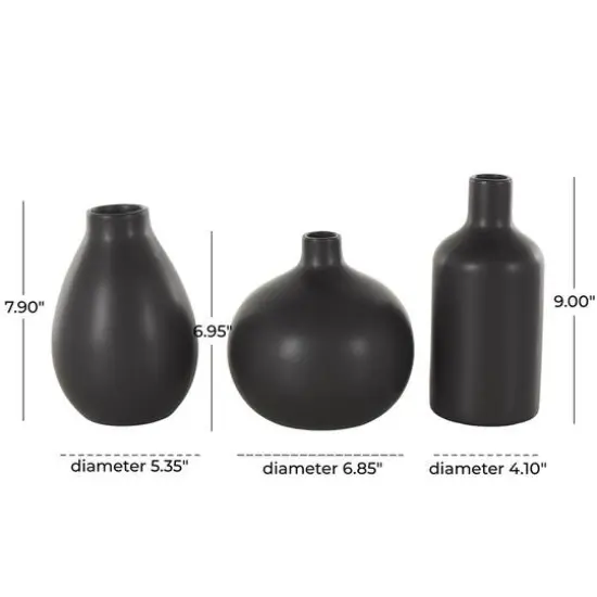 Black Minimal Ceramic Vase Set {9}