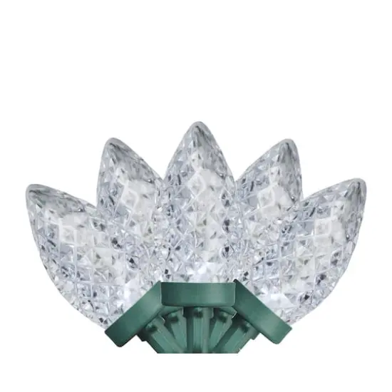 100ct. Faceted LED C9 Christmas String Lights Pure White {1}