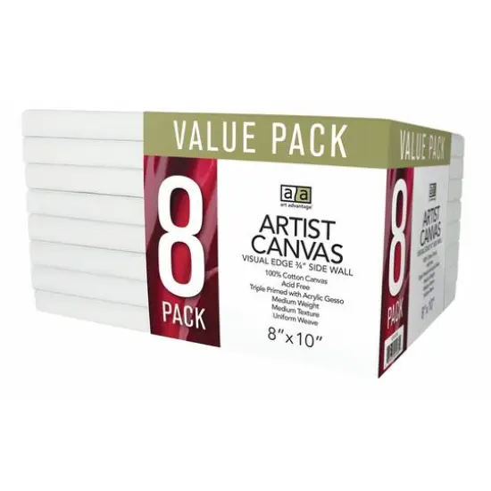 Art Advantage&reg; 8 Pack 8" x 10" Visual Edge Value Pack Canvas {3}