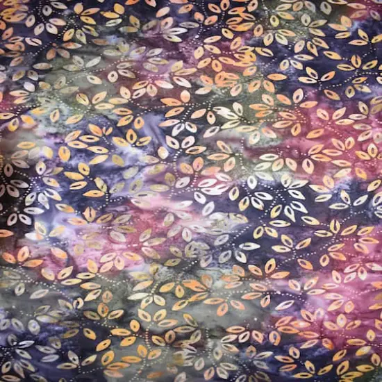 Feldman Premium Indonesian Batik Plum & Olive Leaves Cotton Fabric {4}