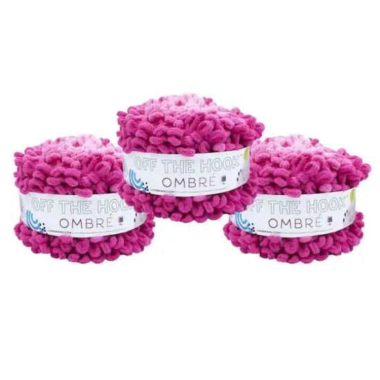 3 Pack Lion Brand&reg; Off the Hook&trade; Ombre Yarn Think Pink {1}