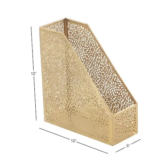 CosmoLiving by Cosmopolitan 12" Gold Iron Glam Magazine Holder {6}