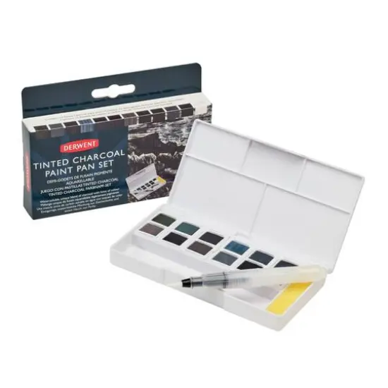 Derwent 12 Color Tinted Charcoal Paint Pan Set {4}