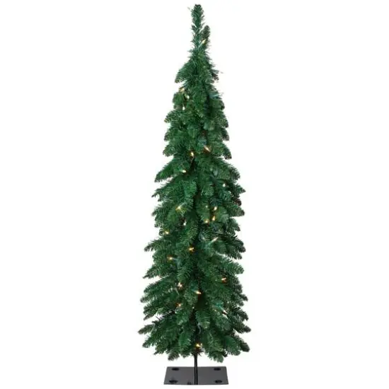 4ft. Pre-Lit Pencil Alpine Artificial Christmas Tree, Clear Lights {1}
