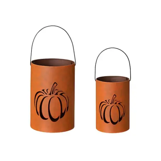 Glitzhome&reg; Metal Cutout Pumpkin Bucket Set {1}