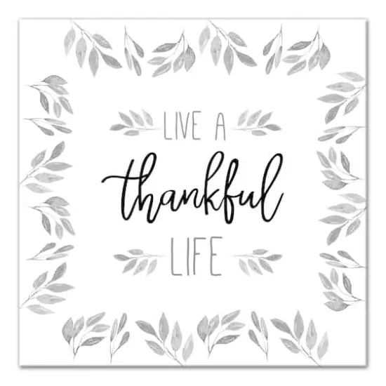 Thankful Life Fall Leaves Canvas Wall Art {1}