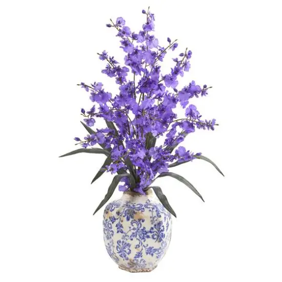 2.3ft. Dancing Lady Orchid Artificial Arrangement in Decorative Vase Purple {1}