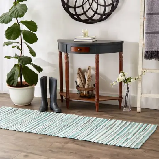 DII&reg; Slim Stripe Cotton Chindi Rug, 2ft. x 6ft. Aqua {5}