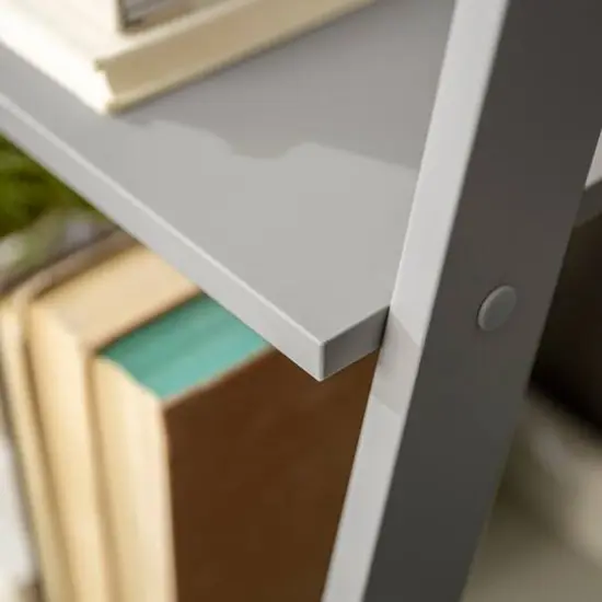 Walker Edison 55" Gray Modern Ladder Bookshelf {5}