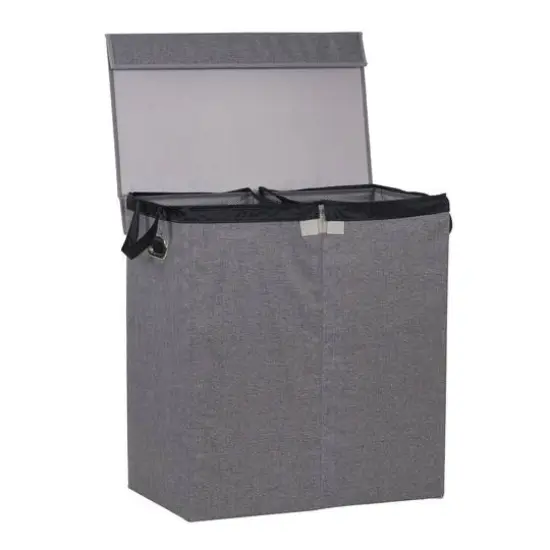 Household Essentials Collapsible Laundry Sorter with Lid Gray {11}