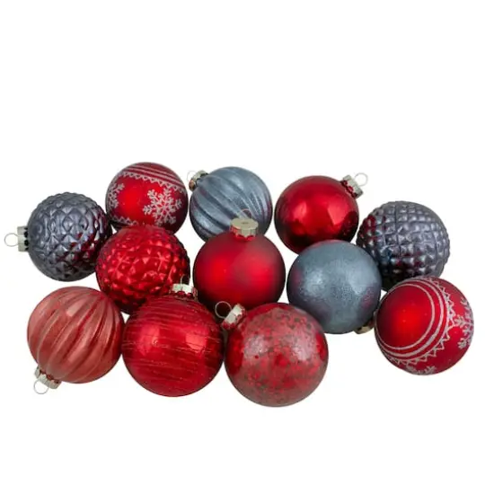 12ct. 3" Red & Blue Finnial & Glass Ball Christmas Ornaments {3}
