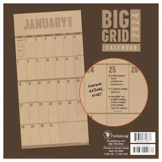 TF Publishing 2024 Big Grid-Kraft Mini Calendar {3}