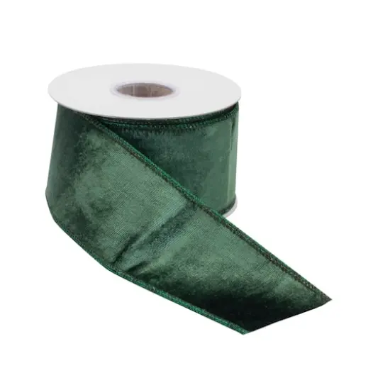 2.5" x 5yd. Deep Green Wired Viscose Ribbon, 2ct. {1}