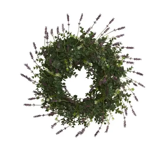 18" Eucalyptus & Lavender Double Ring Wreath with Twig Base {1}