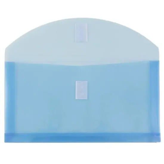 JAM Paper 5.25" x 10" Plastic Hook & Loop Closure Envelopes, 12ct. Blue {4}