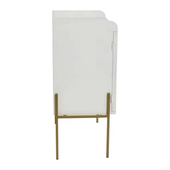 Hello Honey&reg; 36" Boho Solid Wood Bar Cabinet with Metal Legs and Woven Cane Doors Natural and White {7}