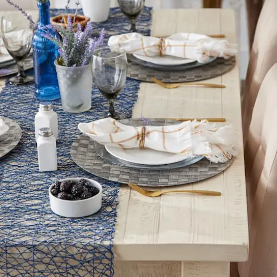 DII&reg; Reversible Round Basket Weave Woven Placemats, 4ct. Gray {4}