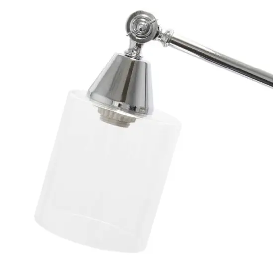 Lalia Home 4.6ft. Swing Arm Floor Lamp with Glass Cylindrical Shade Chrome {7}