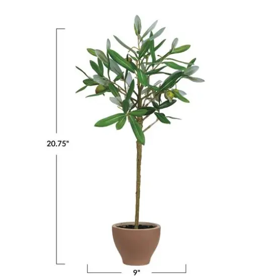 Hello Honey&reg; 20.75" Evergreen Faux Olive Topiary Tree in Dolomite Pot {5}