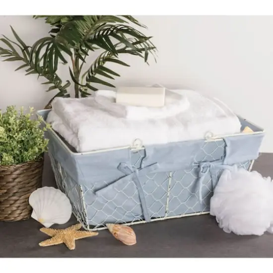 DII&reg; Antique White Chicken Wire Egg Basket with Washed Denim Liner  {5}