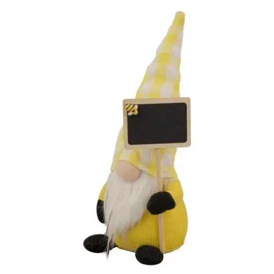 10" Yellow Gingham Hat Springtime Gnome with Chalk Board {4}