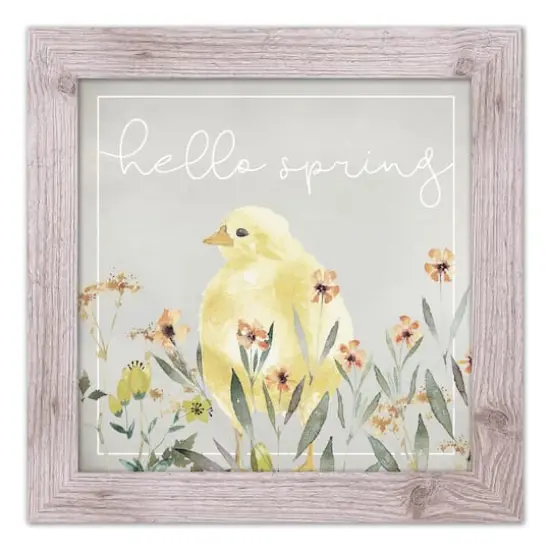 Hello Spring Chick 2 16" x 16" Western White Framed Print {1}