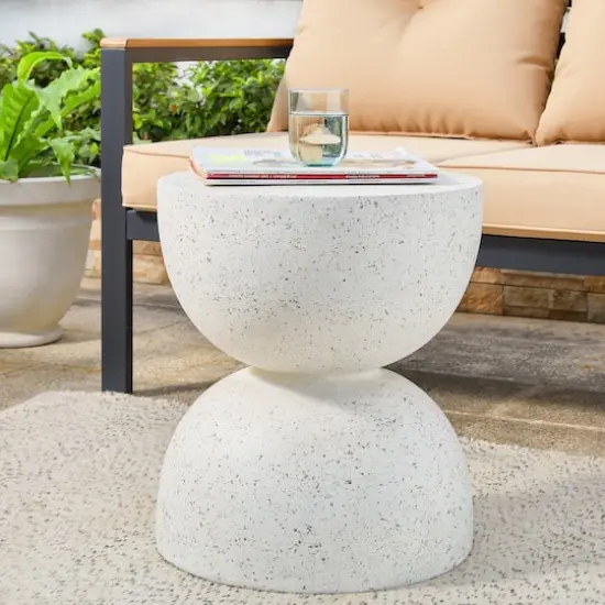 Glitzhome&reg; 18" Multi-Functional Terrazzo Garden Stool White {4}