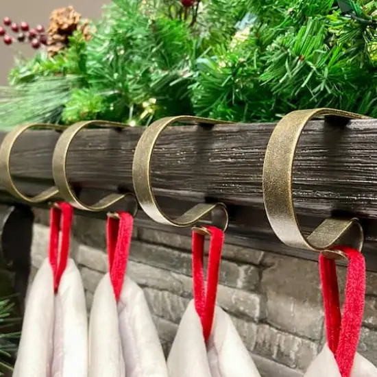 Original MantleClip® Weathered Antique Brass Stocking Holders, 4ct. {3}