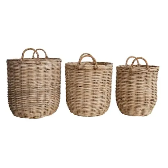 Hello Honey&reg; Natural Woven Rattan Storage Basket Set {9}