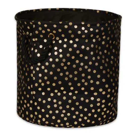 DII&reg; 15" Round Dots Fabric Bin Black {1}