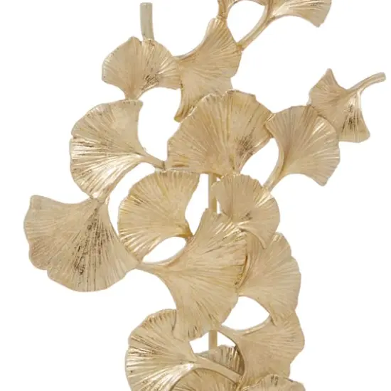 20" Gold Contemporary Gingko Leaf Sculpture {5}