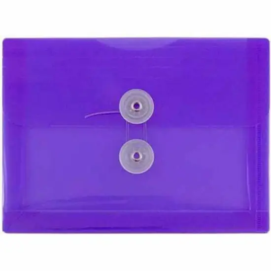 JAM Paper 5.25" x 7.5" Booklet Plastic Envelopes with Button and String Closure, 24ct. Purple {1}