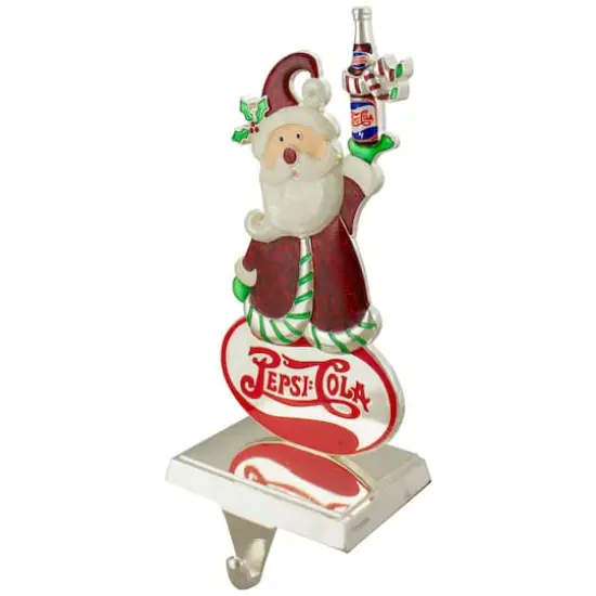 9.75" Silver Pepsi-Cola Santa Claus Christmas Stocking Holder {4}