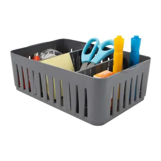 Simplify Gray Stackable Organizer Bin with Adjustable Dividers {1}