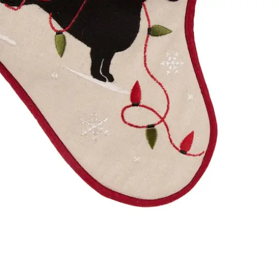Glitzhome&reg; 21" Dachshund Fabric Christmas Stocking {6}