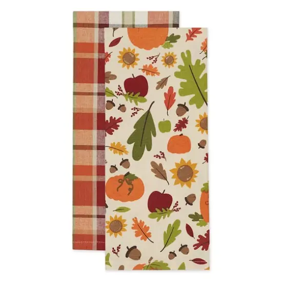 DII&reg; Pumpkin Spice Plaid Dishtowel Set {4}