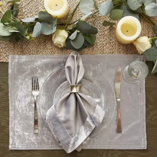 DII&reg; Velvet Trimmed Oversized Napkin, 4ct. Silver {7}